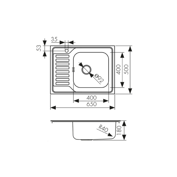 KSS-6550R Мойка из нержавеющей стали KAISER 650x500*180